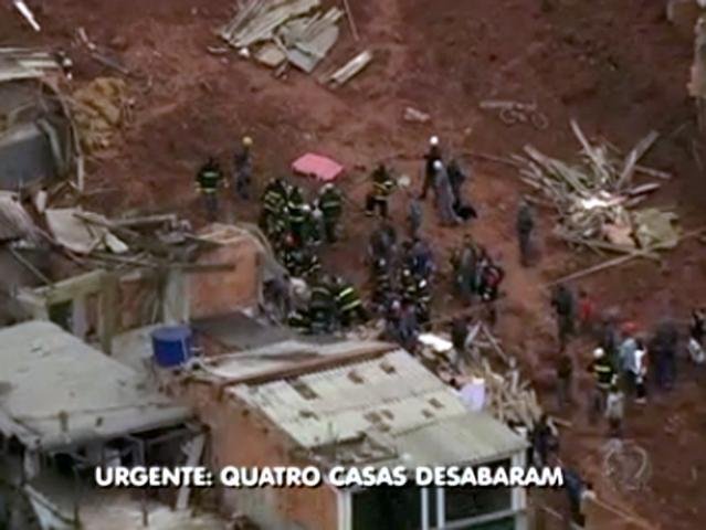 Deslizamento de terra soterra ao menos seis pessoas em SP