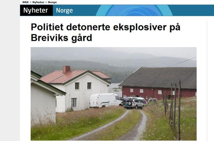 Pol&iacute;cia detona explosivos achados em fazenda de extremista da Noruega