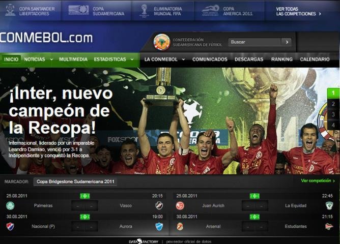 Na Conmebol, Inter "novo campe&atilde;o da Recopa"