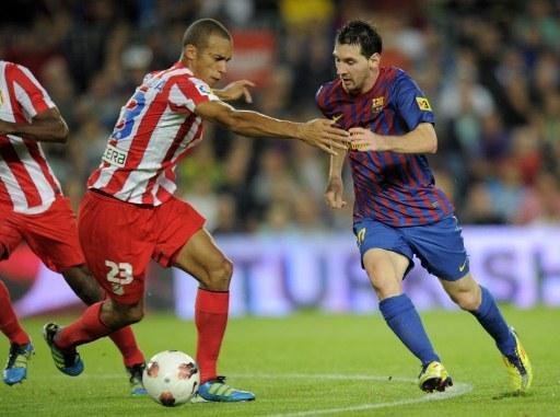Messi marcou tr&ecirc;s contra o Atl&eacute;tico de Madrid