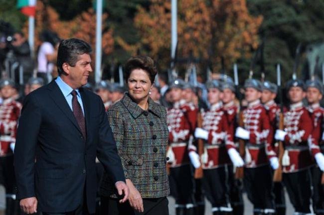 Dilma Rousseff e Georgui Parvanov na Bulg&aacute;ria