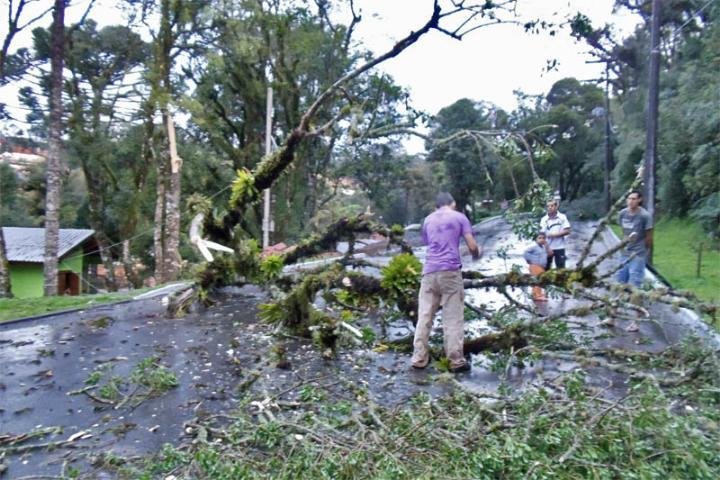 Rua foi interrompida e bairros ficaram sem energia el&eacute;trica em Gramado