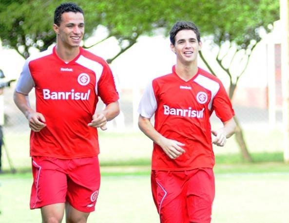 Oscar e Dami&atilde;o durante o treino de sexta-feira