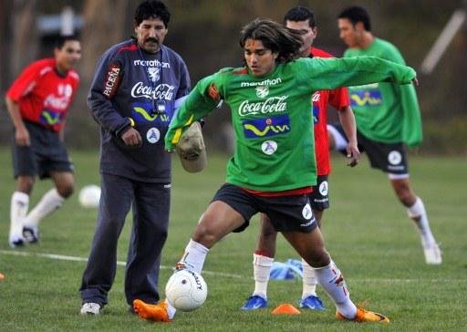Marcelo Moreno em treino com a sele&ccedil;&atilde;o boliviana