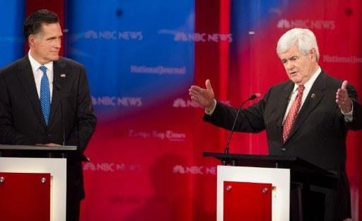 Romney  e Newt Gingrich realizaram o primeiro debate na Fl&oacute;rida