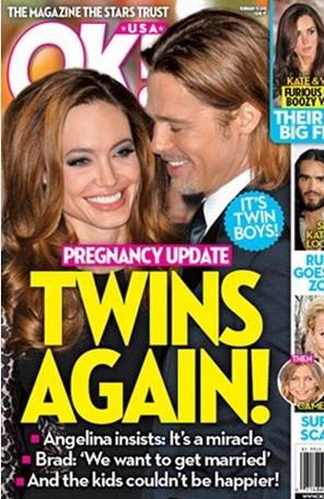 Revista americana destaca gravidez do casal Pitt-Jolie