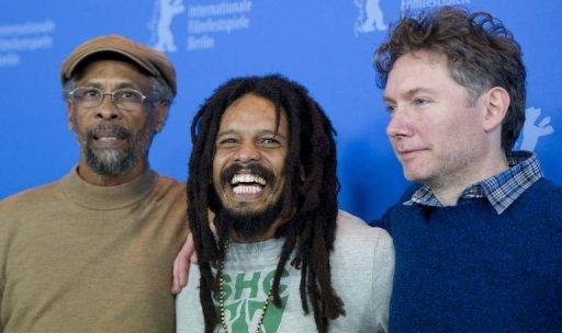 M&uacute;sico Neville Garrick, ator Rohan Marley e diretor Kevin McDonald na exibi&ccedil;&atilde;o do filme em Berlim Macdonald