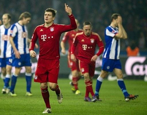 Toni Kroos comemora gol contra Hertha Berlim