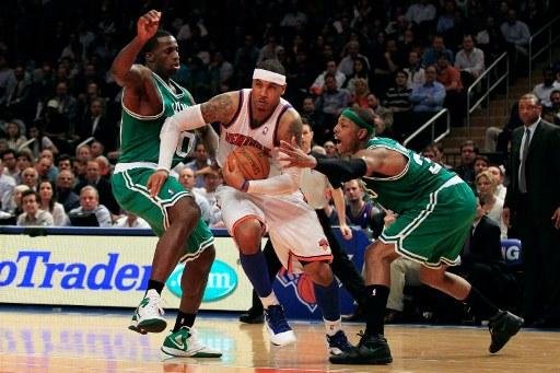 Carmelo Anthony liderou o time dos Knicks diante dos Celtics