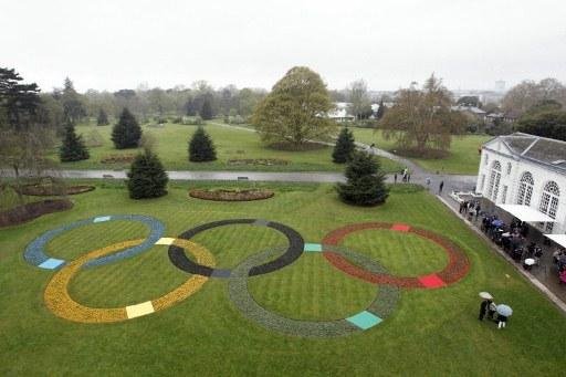 Vinte mil flores formaram os an&eacute;is das Olimp&iacute;adas no Kew Gardens, em Londres