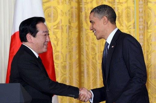 Obama em uma coletiva de imprensa conjunta com o primeiro-ministro japon&ecirc;s Yoshihiko Noda