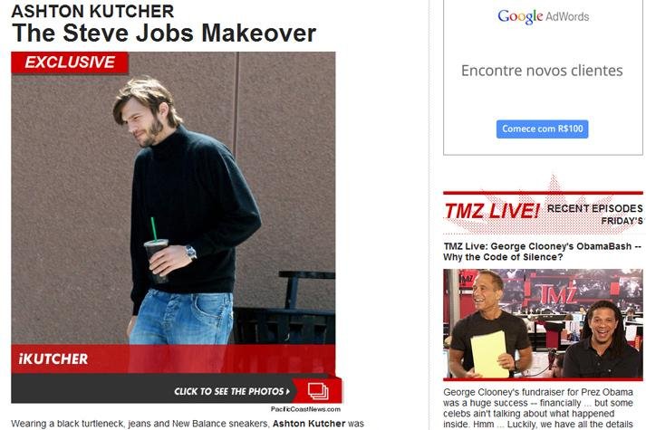 Ashton Kutcher &eacute; flagrado vestido como Steve Jobs