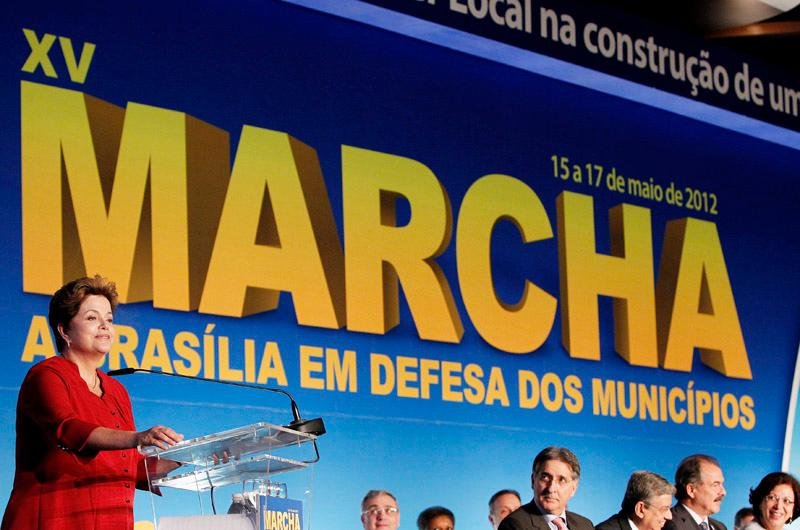 Presidente Dilma Rousseff durante a cerim&ocirc;nia de abertura da XV Marcha a Bras&iacute;lia em defesa dos Munic&iacute;pios