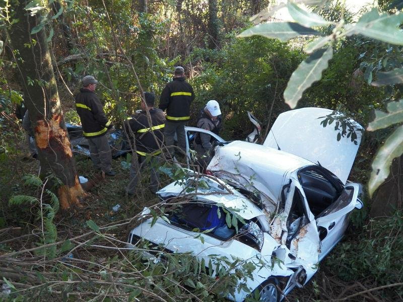 Fiat Palio saiu da pista e colidiu contra uma &aacute;rvore no km 420 da BR 420