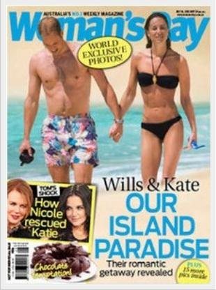 Capa de revista australiana mostra pr&iacute;ncipe William e Kate Middleton em lua de mel