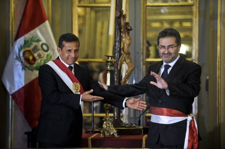 Presidente peruano Ollanta Humala e o novo premi&ecirc; do pa&iacute;s, Juan Jim&eacute;nez Mayor