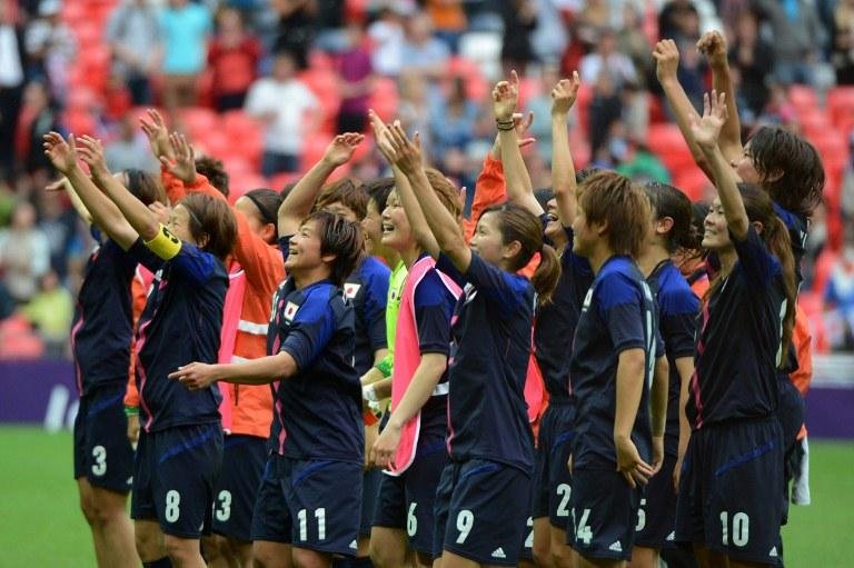 Japonesas comemoram vaga na final do torneio de futebol dos Jogos Ol&iacute;mpicos de Londres