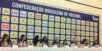 Coletiva da seleção brasileira feminina de vôlei em São Paulo