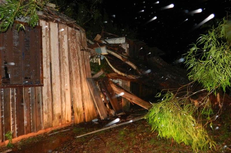 Casa foi destru&iacute;da por &aacute;rvore que tombou em Passo Fundo