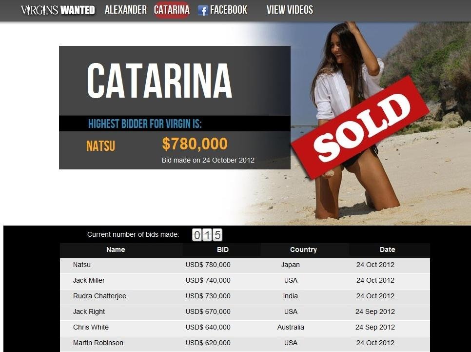 Catarina, de 20 anos, leiloou a virgindade em site australiano