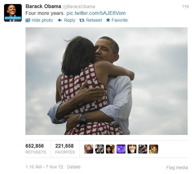 Obama publicou foto com a primeira-dama, Michelle, e bateu recordes de compartilhamentos nas redes sociais