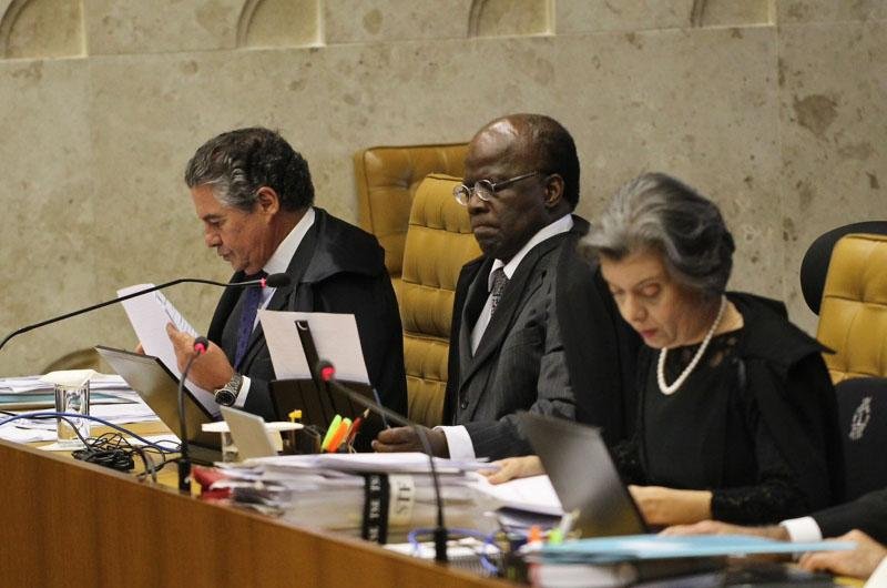  Marco Aurelio de Mello, Joaquim Barbosa e C&aacute;rmen L&uacute;cia em sess&atilde;o  do mensal&atilde;o