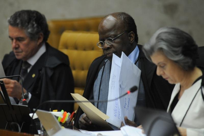 Marco Aur&eacute;lio Mello, Joaquim Barbosa e C&aacute;rmen L&uacute;cia em sess&atilde;o do mensal&atilde;o