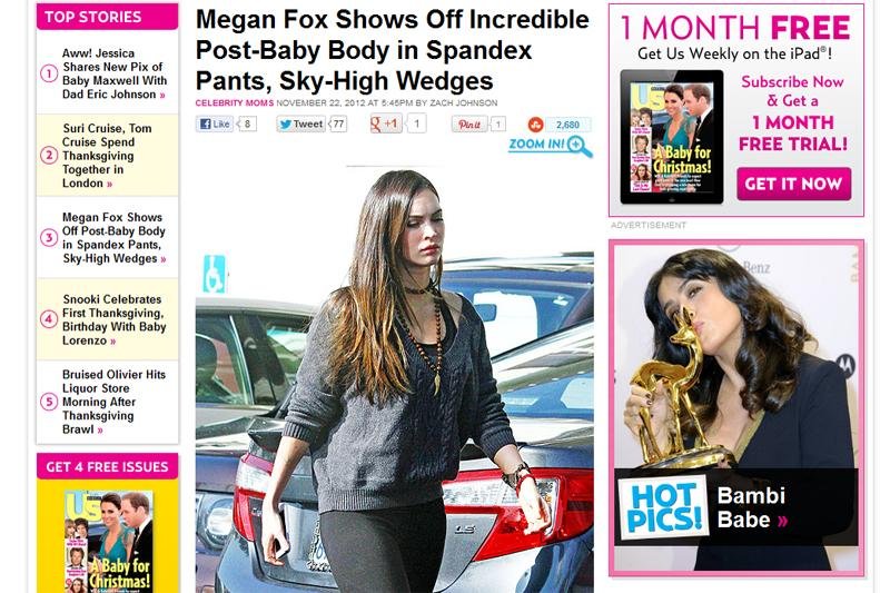 Megan Fox mostra boa forma menos de dois meses ap&oacute;s ter primeiro filho