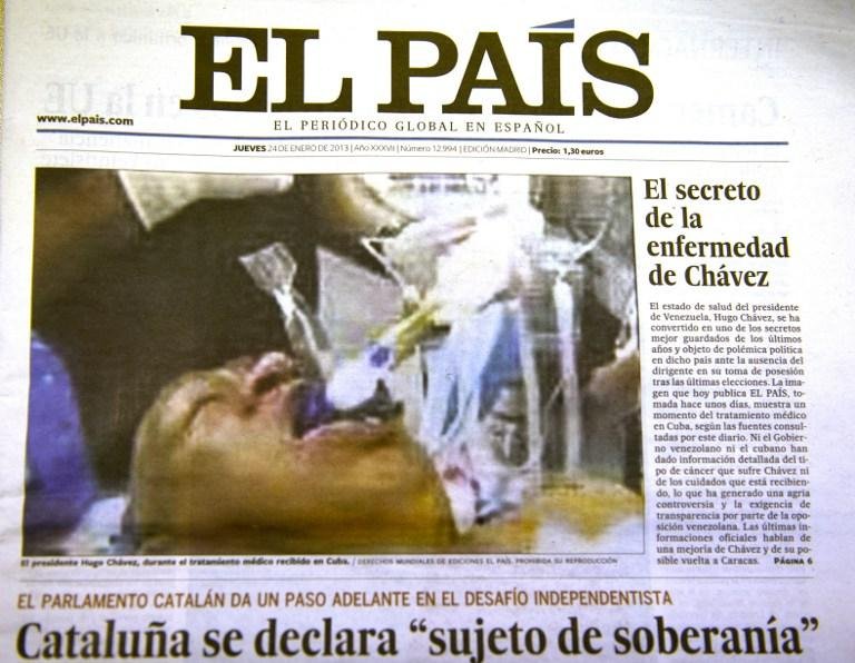 Jornal espanhol El Pais publicou na capa imagem de homem entubado
