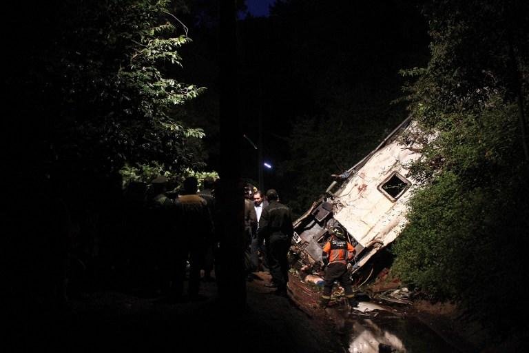 &Ocirc;nibus de passageiros caiu em barranco na regi&atilde;o de Biob&iacute;o, 500 quil&ocirc;metros ao Sul de Santiago