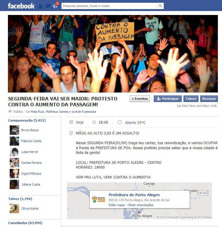 Evento no Facebook registra mais de 5,4 mil confirma&ccedil;&otilde;es no ato