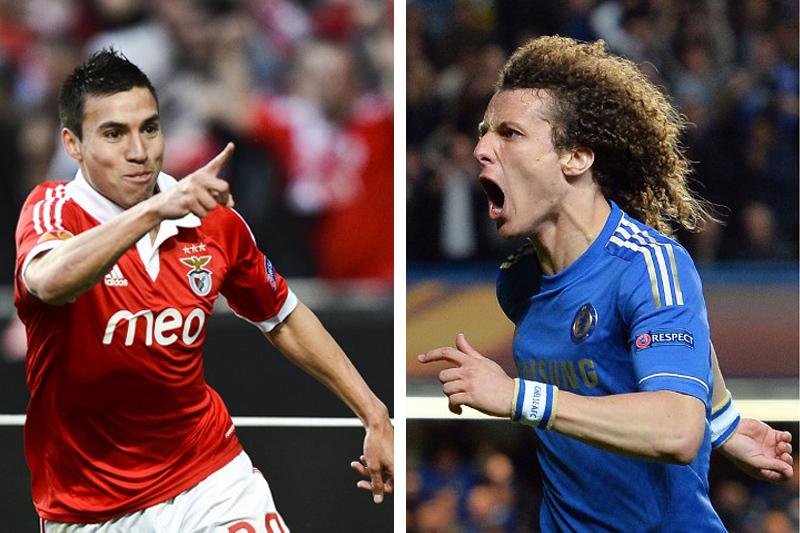 Gaitan e David Luiz marcaram gols que classificaram Benfica e Chelsea