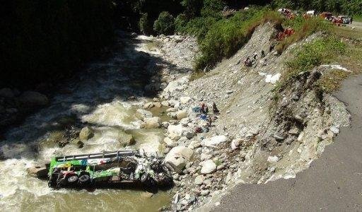 &Ocirc;nibus despencou em um rio, no Peru