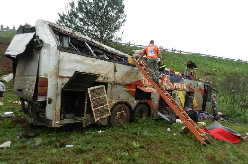 &Ocirc;nibus capota e deixa ao menos quatro mortos em Passo Fundo
