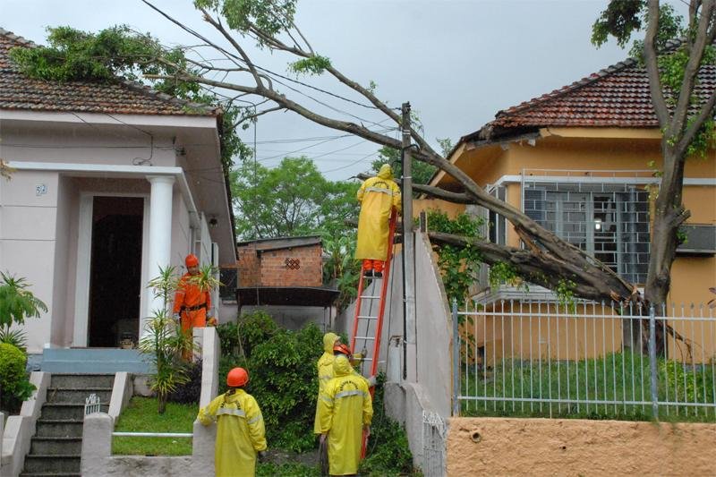 Ventos de quase 90 km/h derrubaram &aacute;rvores, causando falta de luz e bloqueio de rodovia na cidade