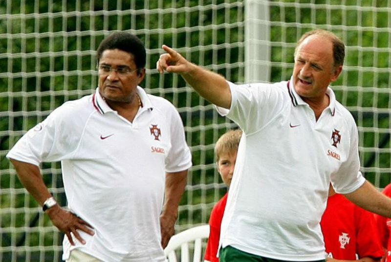 Felip&atilde;o com Eus&eacute;bio durante a Copa do Mundo de 2006