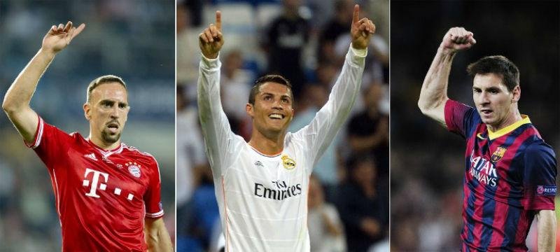 Ribey, Cristiano Ronaldo e Messi disputam o pr&ecirc;mio de melhor de 2013