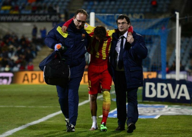 Neymar se lesionou na vit&oacute;ria sobre o Getafe nessa quinta