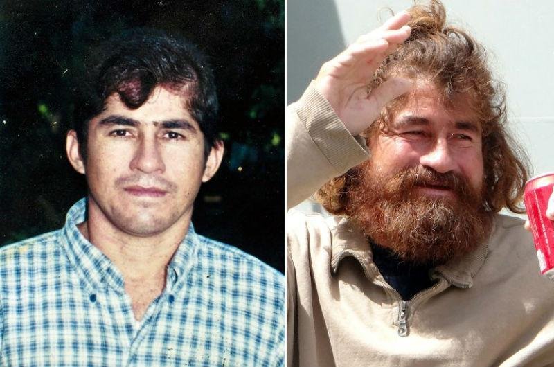 Fotomontagem mostra imagem do n&aacute;ufrago salvadorenho Jose Salvador Alvarenga, arquivo sem data antes (esquerda) e depois de zarpar (direita) 