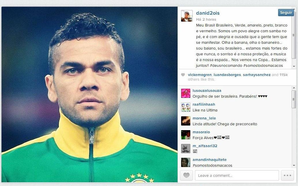 Daniel Alves voltou a comentar caso de racismo