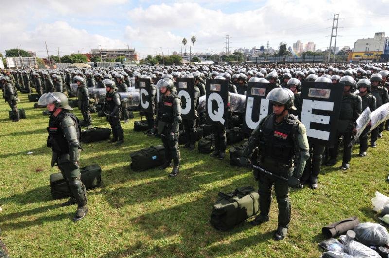 Parte da tropa mobilizada para a Copa integra a chamada for&ccedil;a de conting&ecirc;ncia