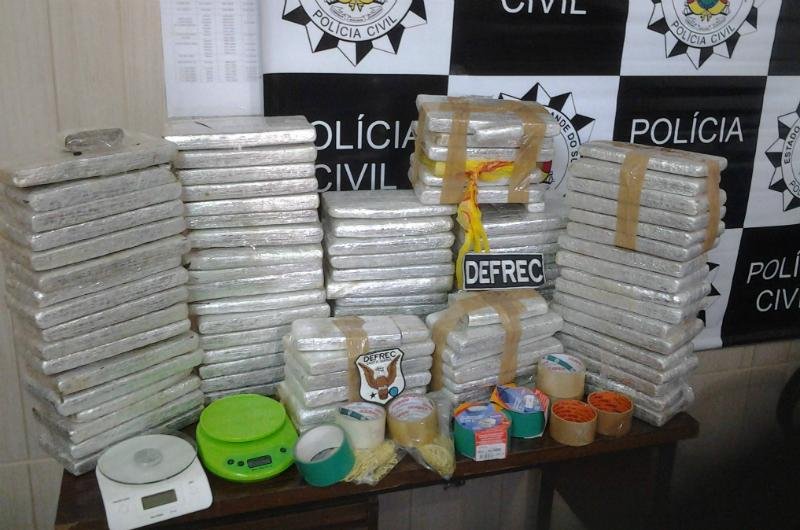 Droga apreeendida pela Pol&iacute;cia Civil de SM