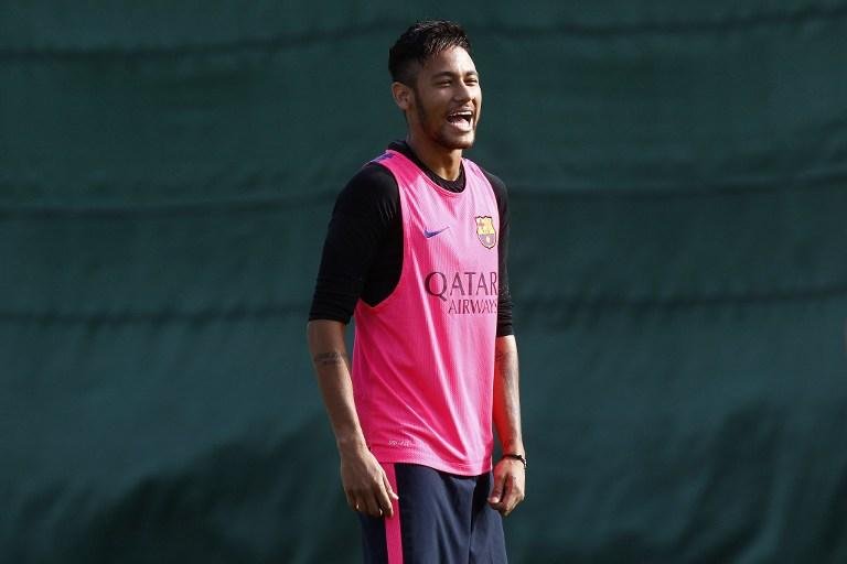 Neymar treinou nesse domingo no Barcelona