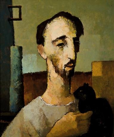 O quadro O Gato Preto, de Ado Malagoli, integra a exposi&ccedil;&atilde;o
