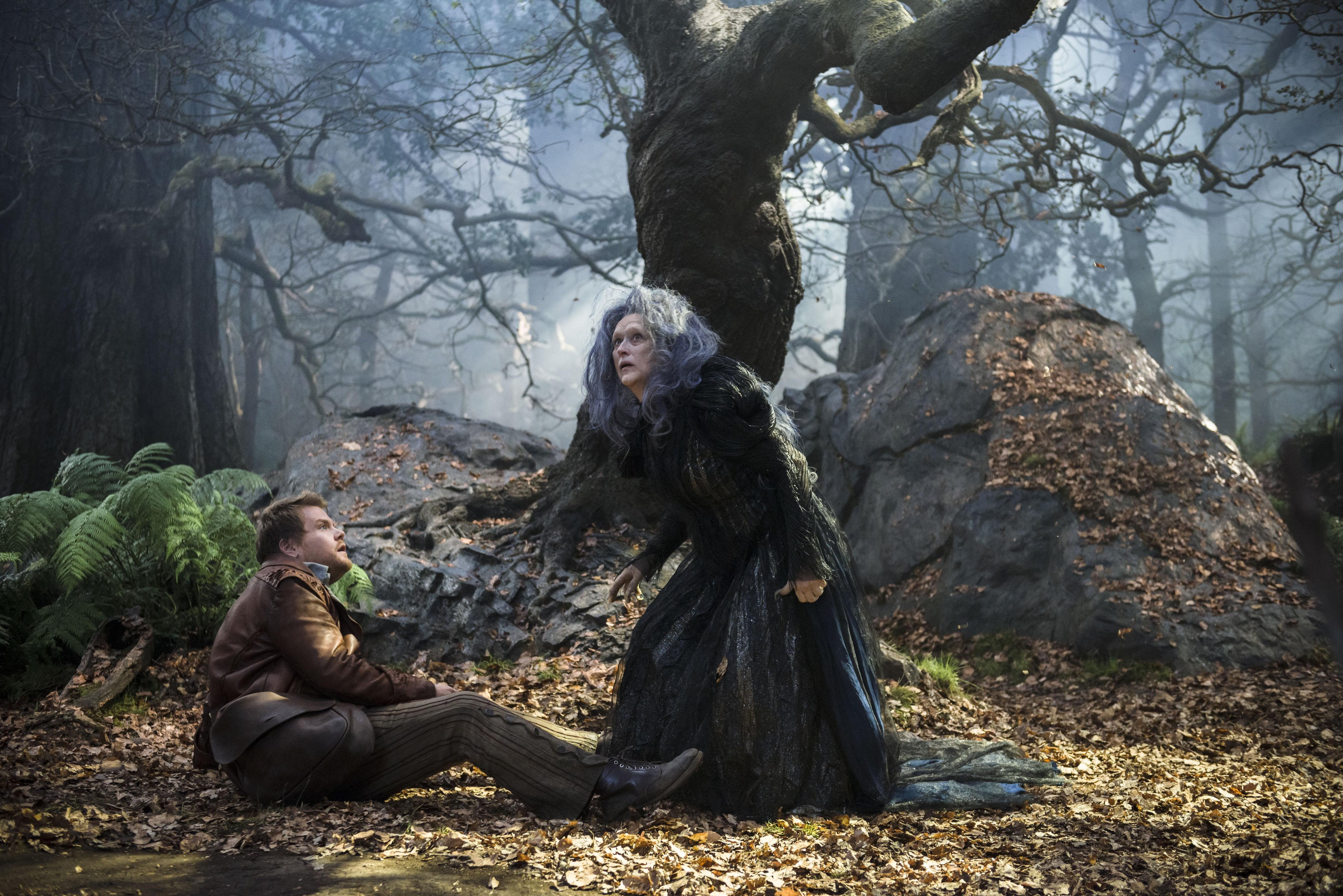 Meryl Streep como uma bruxa no filme Caminhos da Floresta, papel que lhe deu sua 19&ordm; indica&ccedil;&atilde;o ao Oscar 