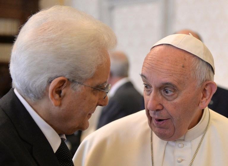 Francisco recebeu o presidente da It&aacute;lia, Sergio Mattarella