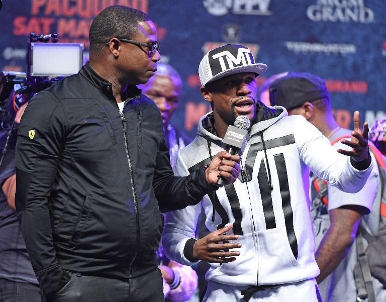 Americano Mayweather lamenta presen&ccedil;a do filipino Pacquiao na coletiva da luta