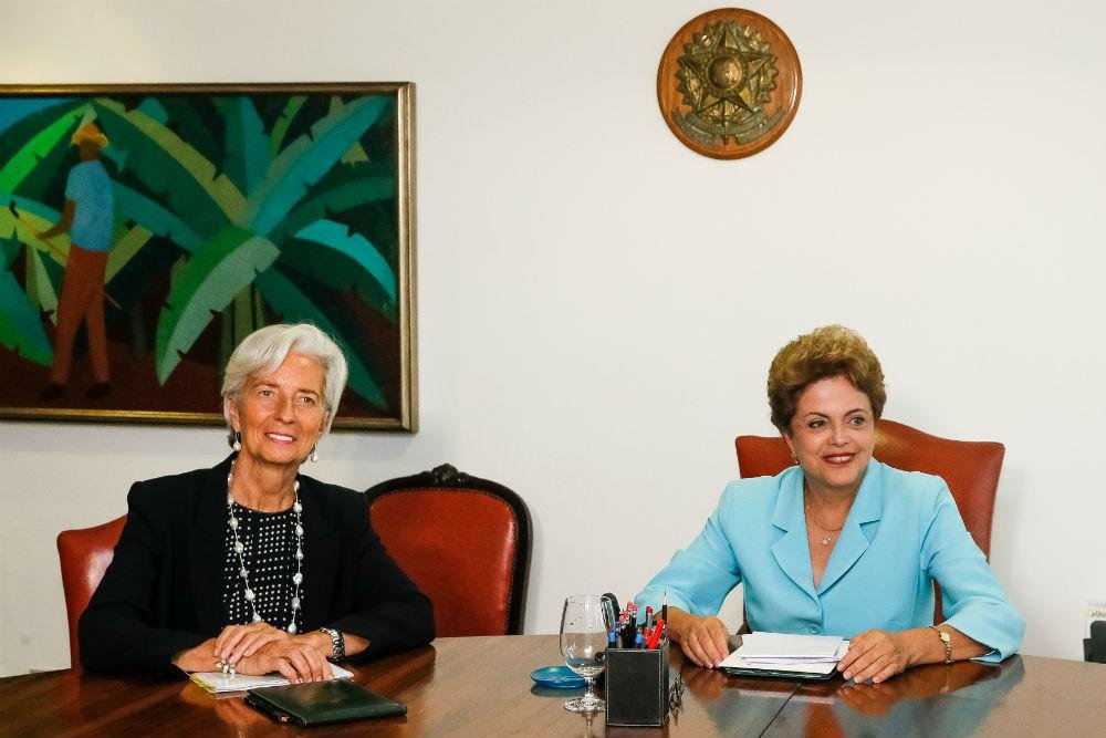Presidente e Chistine Lagarde se reuniram na tarde desta quinta no Pal&aacute;cio do Planalto 