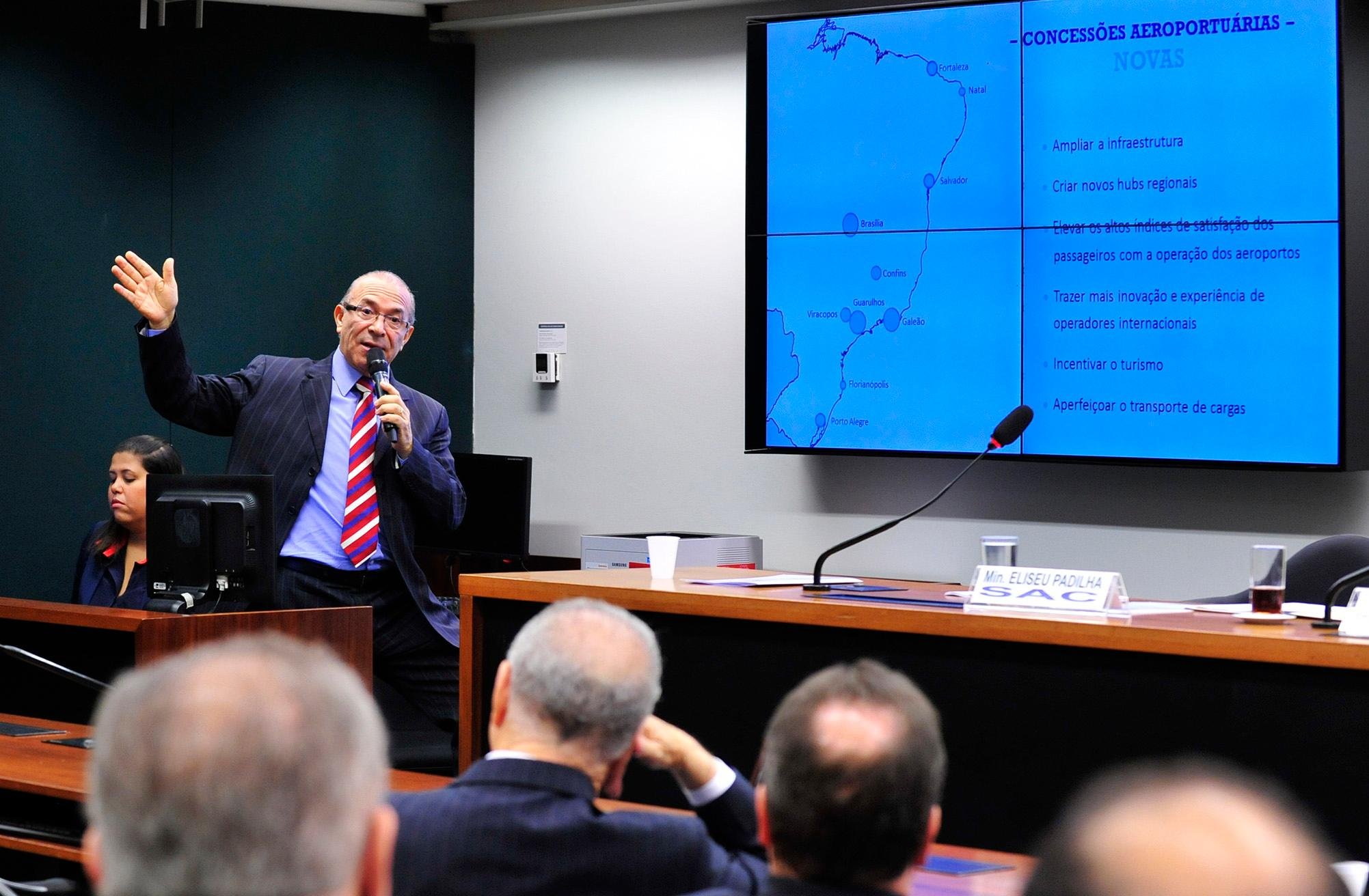 Ministro-chefe da Secretaria de Avia&ccedil;&atilde;o Civil da Presid&ecirc;ncia da Rep&uacute;blica, Eliseu Padilha, participa de audi&ecirc;ncia p&uacute;blica na Comiss&atilde;o de Via&ccedil;&atilde;o e Transportes da C&acirc;mara
