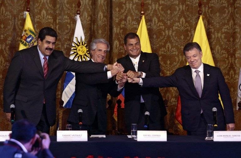 Maduro e Santos se encontraram no Equador para resolver pol&ecirc;mica na fronteira